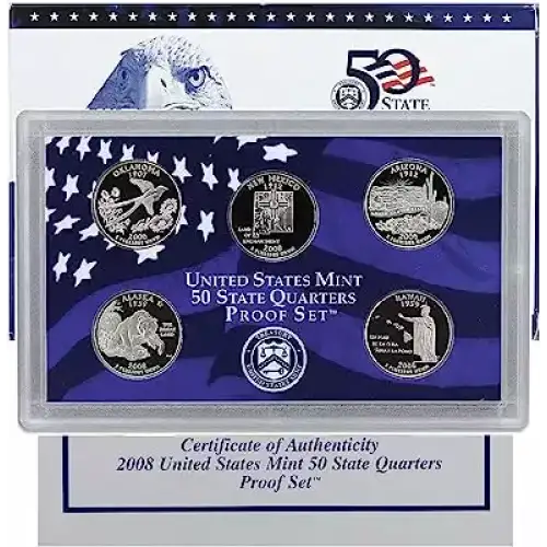 2008 Clad Quarter Proof Set - 5 Piece Quarter  ($1.25 FV) -