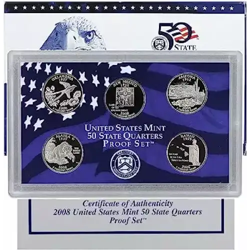 2008 Clad Quarter Proof Set - 5 Piece Quarter  ($1.25 FV) -