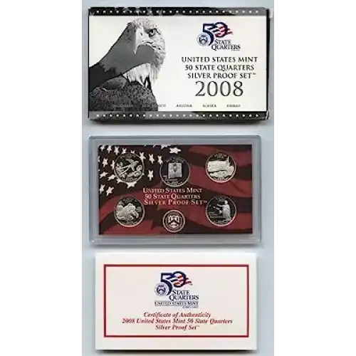 2008 Silver Quarter Proof Set - 5 Piece Quarter Silver ($1.25 FV) - Set