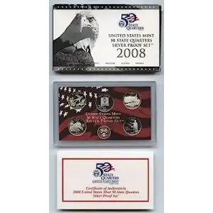 2008 Silver Quarter Proof Set - 5 Piece Quarter Silver ($1.25 FV) - Set