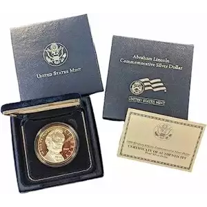 2009 Abraham Lincoln Bicentennial Proof Silver Dollar - Box & COA