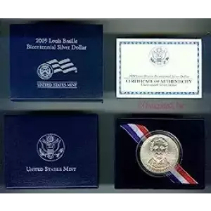 2009 Louis Braille BU Silver Dollar - Box & COA