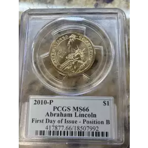 2010-P $1 Abraham Lincoln First Day of Issue - Position B