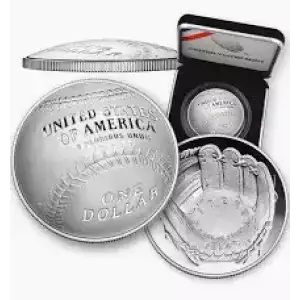 2014 Baseball Hall of Fame Proof Silver Dollar- Box & COA