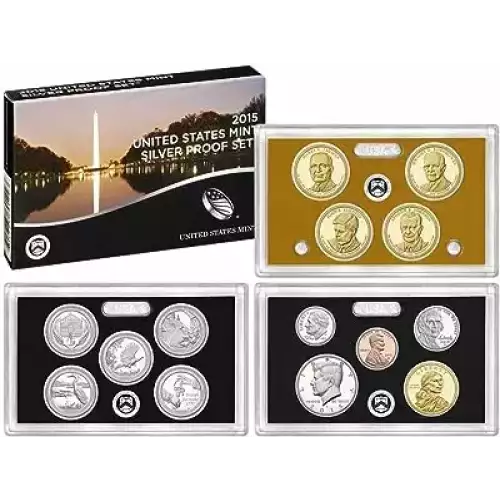 2015 Silver Proof Set: Complete 14-Coin Set, with Box and COA 