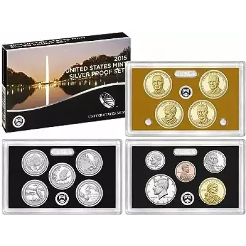 2015 Silver Proof Set: Complete 14-Coin Set, with Box and COA