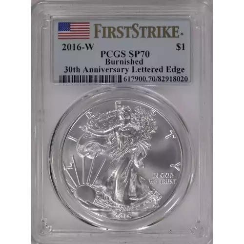 2016-W $1 Burnished 30th Anniversary Lettered Edge First Strike