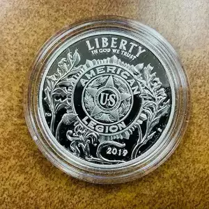 2019 American Legion 100th Uncirculated Proof Dollar US Mint OGP Box & COA 