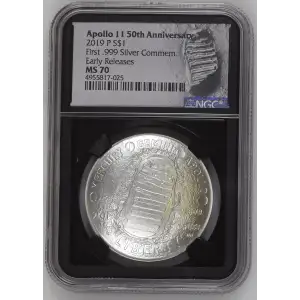 2019 Apollo 11 50th Anniv. Early Releases First .999 Silver Commem. (2)