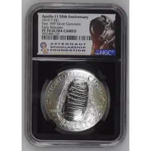 2019 Apollo 11 50th Anniv. Early Releases First .999 Silver Commem. ULTRA CAMEO (2)