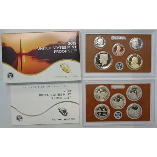 2019 Clad Proof Set: Complete 10-Coin Set with Box & C.O.A.
