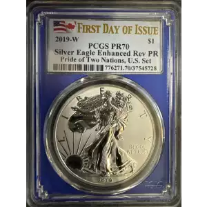 2019-W $1 Silver Eagle Enhanced Rev PR Pride of Two Nations, U.S. Set First Day of Issue
