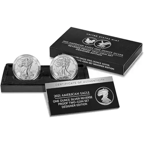 2021 American Eagle one ounce silver reverse proof two coin set designer edition