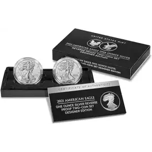 2021 American Eagle one ounce silver reverse proof two coin set designer edition