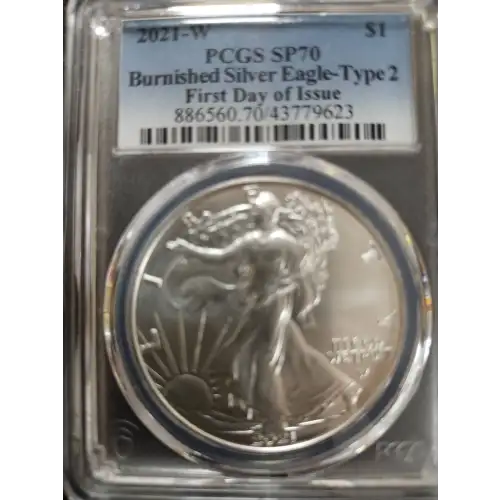 2021-W $1 Burnished Silver Eagle-Type 2 First Day of Issue (2)