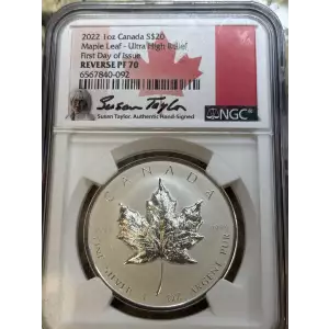 2022 1oz Maple Leaf - UHR First Day of Issue