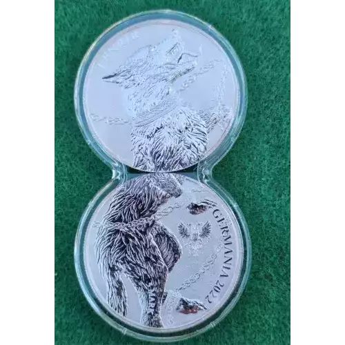 2022 Germania Beasts Fenrir 1 oz .9999 Silver BU Coin set of 2 w/ Duo Capsule (2)