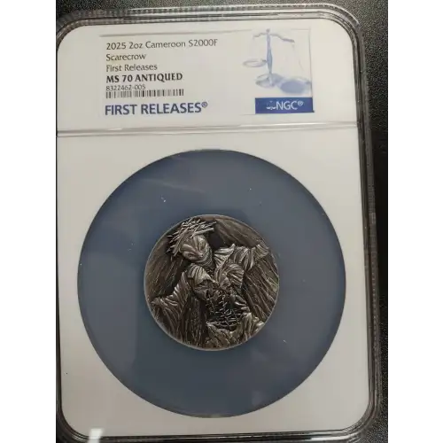 2025 CAMEROON 2 OZ SILVER SCARECROW ANTIQUED