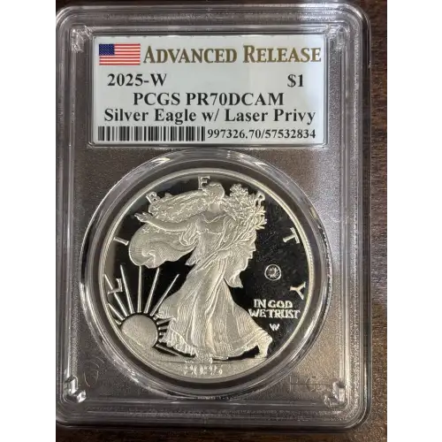 2025-W $1 Silver Eagle w/ Laser Privy Advanced Release, DCAM