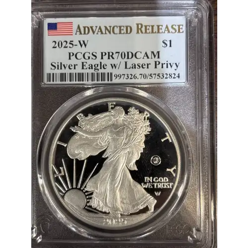 2025-W $1 Silver Eagle w/ Laser Privy Advanced Release, DCAM