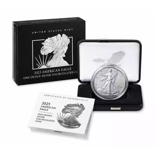 2025-W Uncirculated Silver Eagle w OGP - Box & COA