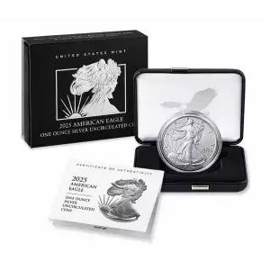 2025-W Uncirculated Silver Eagle w OGP - Box & COA