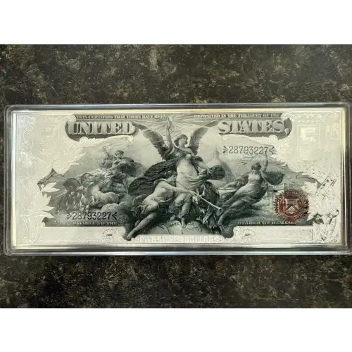 4 oz Silver Bar with replica of Large US Note Design