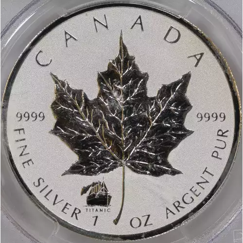 Canadian Silver Maple Leaf, 1 troy ounce fine silver. Titanic privy mark on obverse. (2)