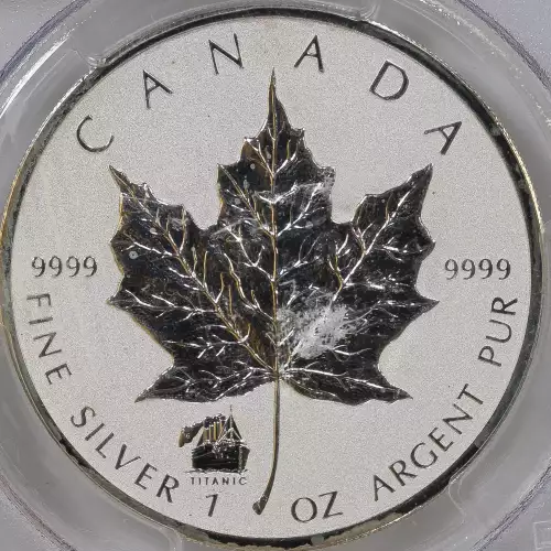 Canadian Silver Maple Leaf, 1 troy ounce fine silver. Titanic privy mark on obverse. (3)