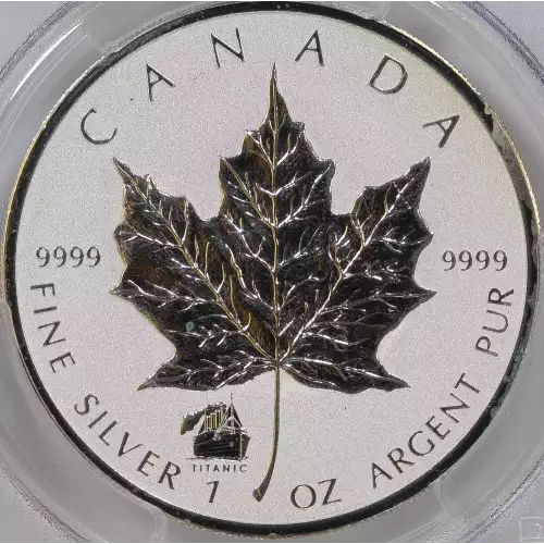 Canadian Silver Maple Leaf, 1 troy ounce fine silver. Titanic privy mark on obverse. (4)