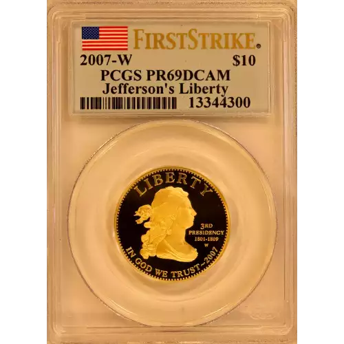 Gold Bullion-First Spouse Gold Bullion Coins--$10 Thomas Jefferson’s Liberty 2007 -Gold- 10 Dollar