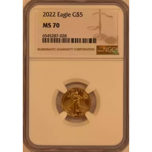 Gold Bullion-Gold Eagles--$5 Gold Eagle 1/10 oz -Gold- 5 Dollar