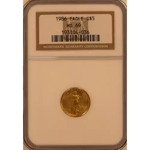 Gold Bullion-Gold Eagles--$5 Gold Eagle 1/10 oz -Gold- 5 Dollar