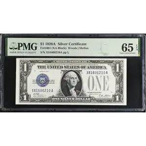 $1 1928-A blue seal. Small Silver Certificates 1601 (2)
