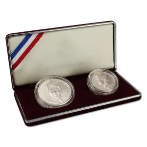 1998 Kennedy Collector Set- Two Coin Set Matte - RFK Silver Dollar & JFK Silver Half Dollar - Box & COA
