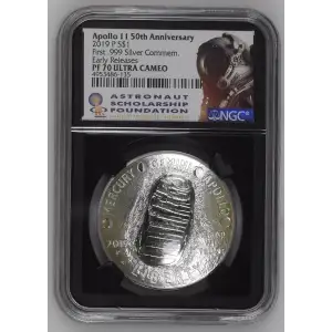 2019 Apollo 11 50th Anniv. Early Releases First .999 Silver Commem. ULTRA CAMEO (2)