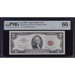 $2 1963 red seal. Small Legal Tender Notes 1513 (2)