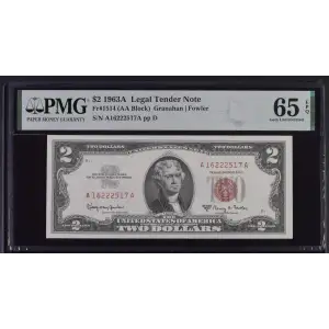 $2 1963-A red seal. Small Legal Tender Notes 1514 (2)