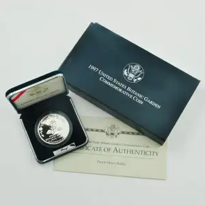 1997-P Botanic Garden BU Silver Dollar - Box & COA