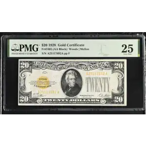 $20 1928 gold seal. Small Size Gold Certificates 2402 (2)