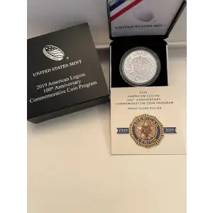 2019 American Legion 100th Anniversary Proof Dollar US Mint OGP Box & COA