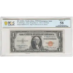 $1 1935-A yellow seal Emergency Notes Issued During WW2 2306 (2)
