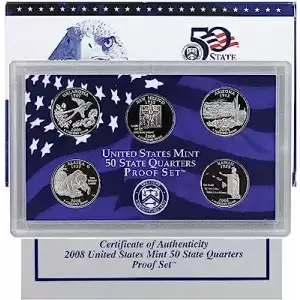 2008 Clad Quarter Proof Set - 5 Piece Quarter  ($1.25 FV) -