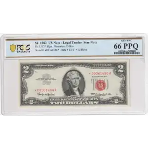 $2 1963 red seal. Small Legal Tender Notes 1513* (2)