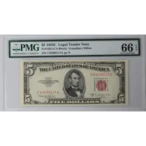 $5 1953-C red seal. Small Legal Tender Notes 1535 (2)