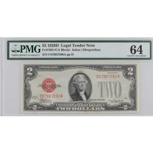 $2 1928-D red seal. Small Legal Tender Notes 1505 (2)