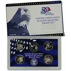 2002 Clad Quarter Proof Set 5 Piece ($1.25 FV) - Set