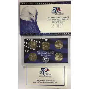 2001  Quarter Clad Proof Set - 5 Piece Quarter ($1.25 FV)