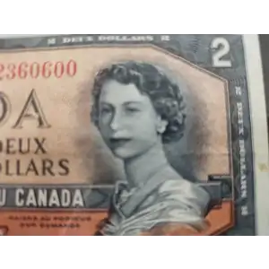 2 Dollars 1954, 1954 'Devil's Face Hairdo' Issue b. Signature Beattie -Coyne Bank of Canada 67