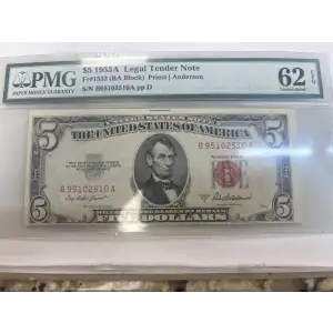 $5 1953-A red seal. Small Legal Tender Notes 1533
